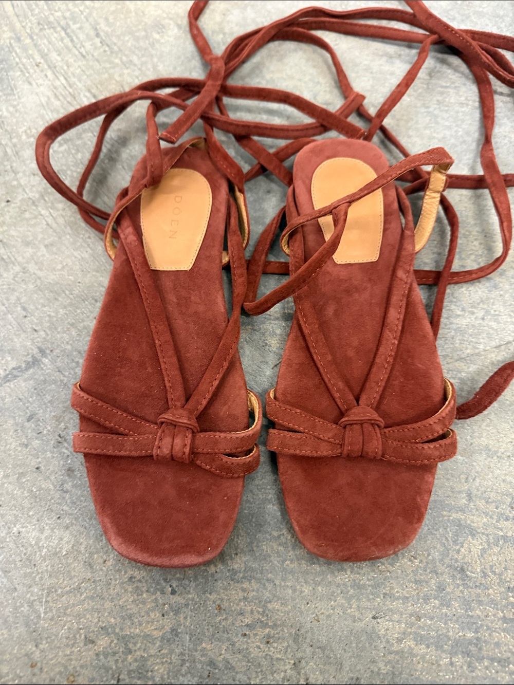 Doen Rust Suede Lace-Up Sandals